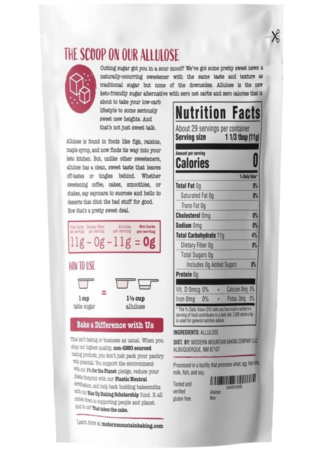 MODERN MOUNTAIN Allulose Sweetener (11.3oz) Keto Sugar Substitute, 0g Net Carbs, Zero Calorie Sweetener, Tastes and Behaves Like Sugar, Premium Quality, Perfect for Keto Baking, Tested and Verified Gluten Free, Non-GMO Sourced, No Erythritol - Image 2